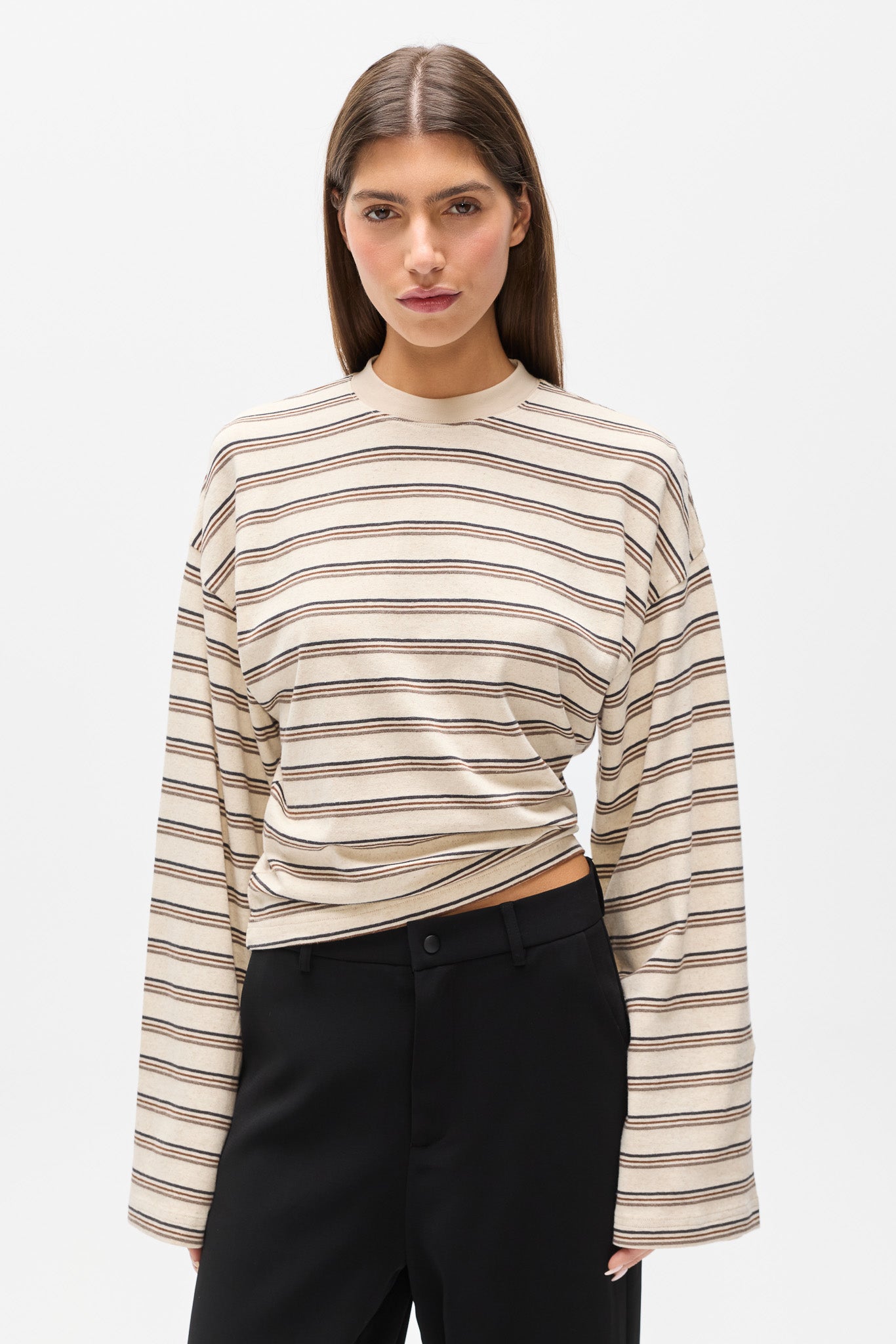LEX LONG SLEEVE - MOCHA STRIPE
