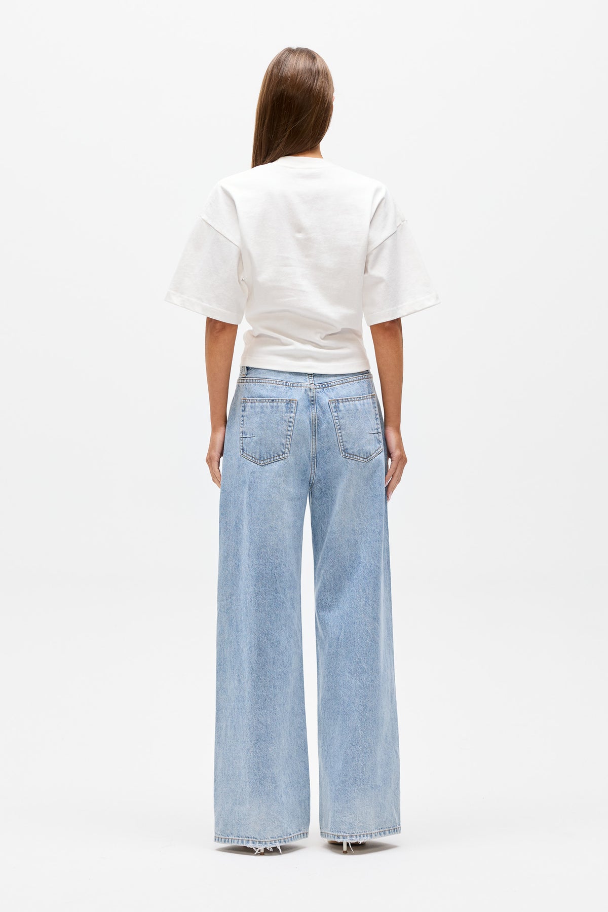 Lex Cotton Crew Neck T-Shirt in White, view 2, Bayse Brand