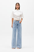 Lex Cotton Crew Neck T-Shirt in White, view 1, Bayse Brand