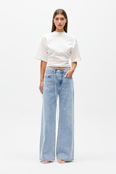Lex Cotton Crew Neck T-Shirt in White, view 1, Bayse Brand