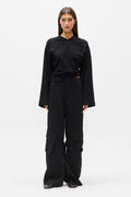 LEX V-NECK LONG SLEEVE TEE - BLACK