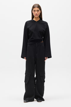 LEX V-NECK LONG SLEEVE TEE - BLACK
