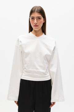 LEX V-NECK LONG SLEEVE TEE - WHITE