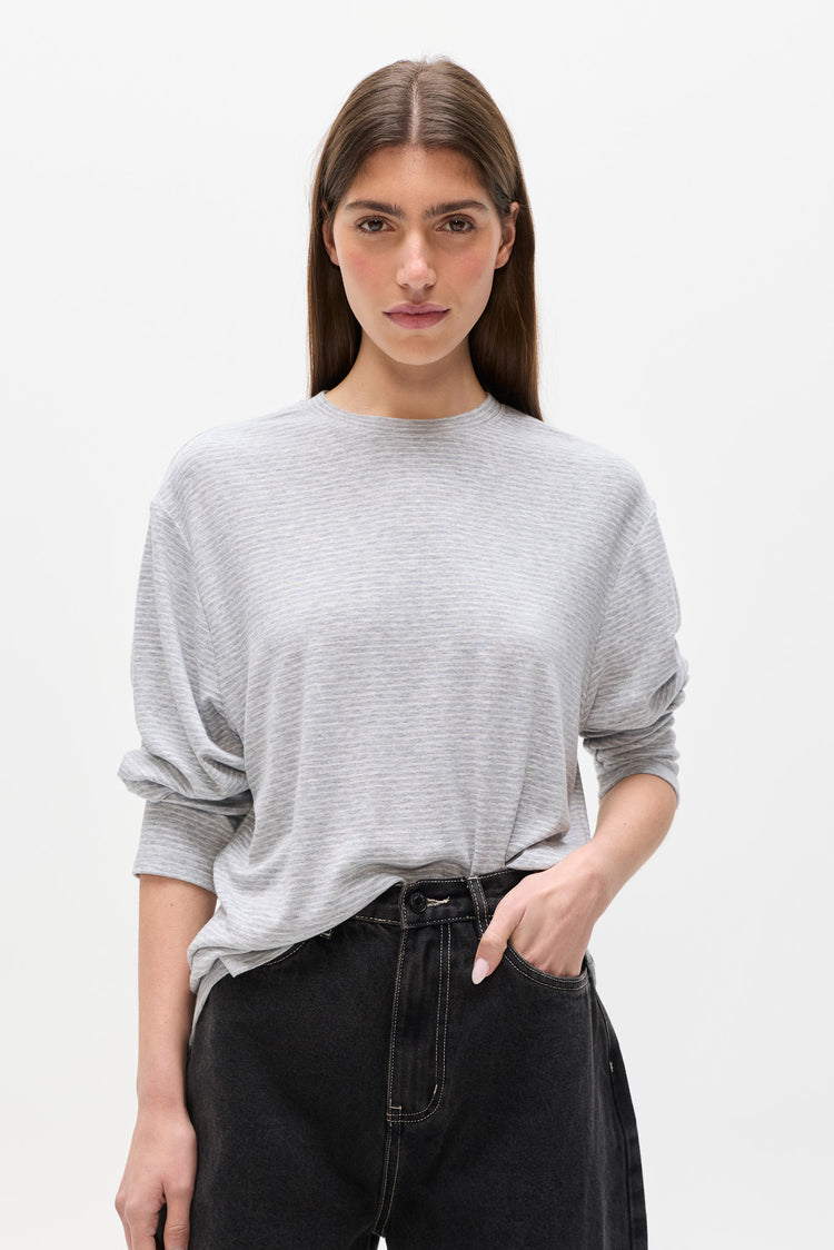 LIAM LONG SLEEVE - LIGHT GREY STRIPE