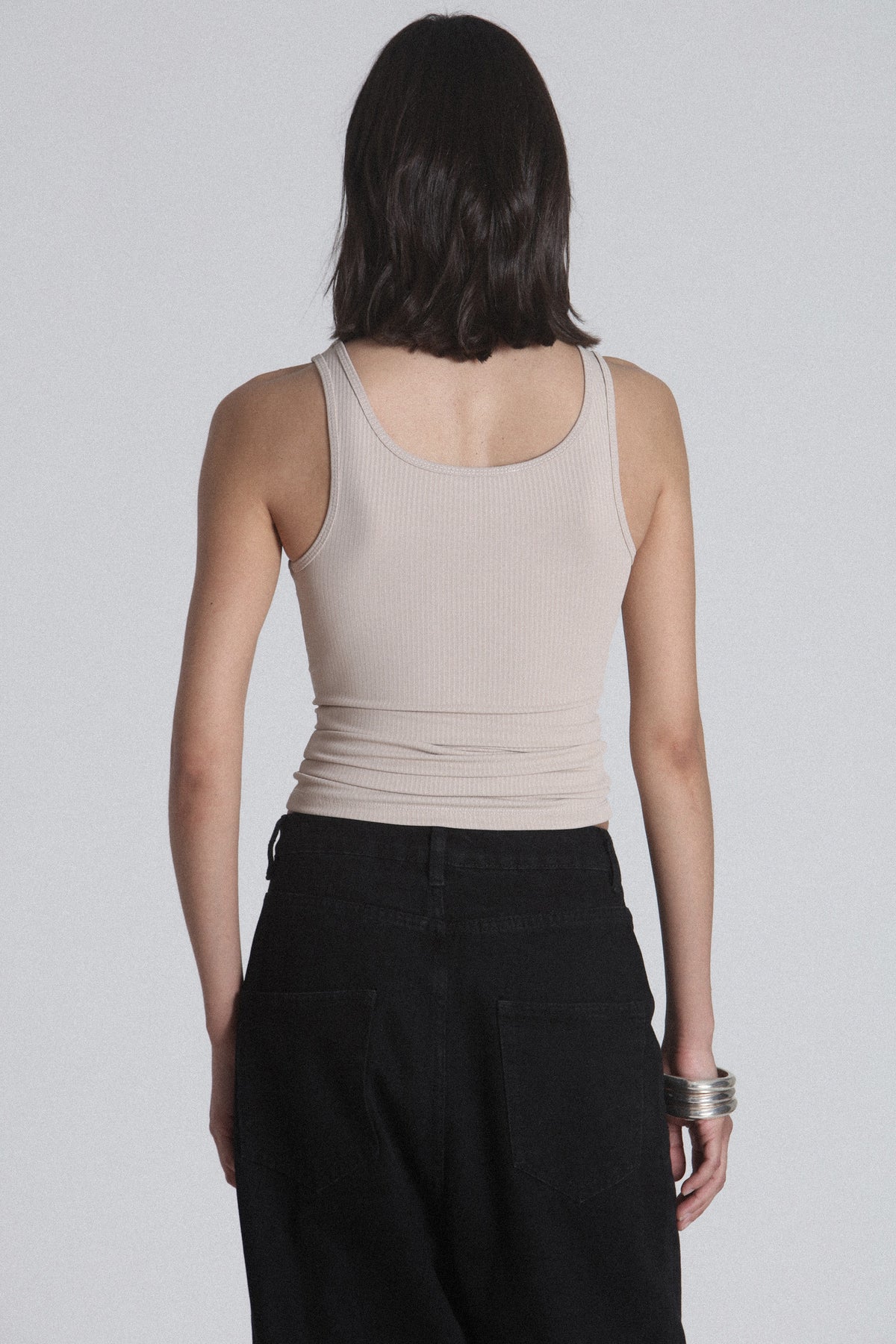 Carrie Ribbed Scoop Neck Tank in Nude, view 3, Bayse Brand