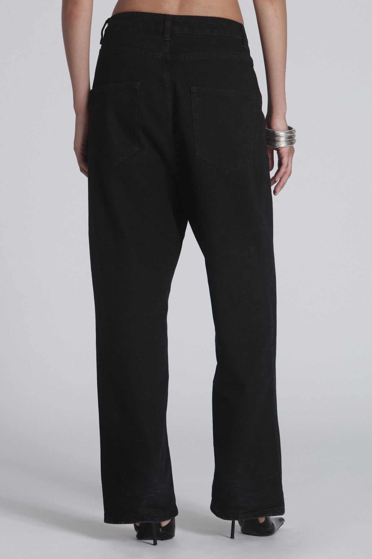 Apollo Mid Rise Drop Crotch Jean in Black, view 3, Bayse Brand