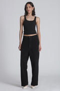 Apollo Mid Rise Drop Crotch Jean in Black, view 1, Bayse Brand