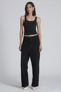 Apollo Mid Rise Drop Crotch Jean in Black, view 1, Bayse Brand