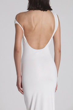 Haven Draped Asymmetric Maxi Dress in White, view 3, Bayse Brand