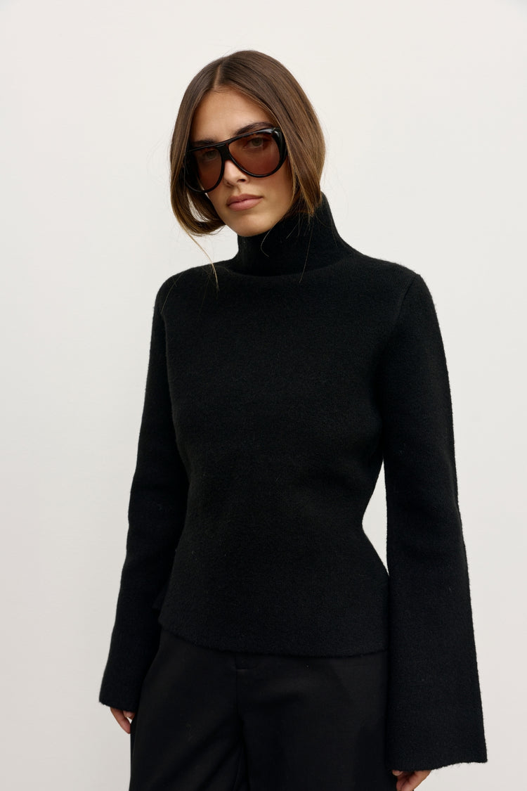 MAISIE KNIT TURTLENECK - BLACK