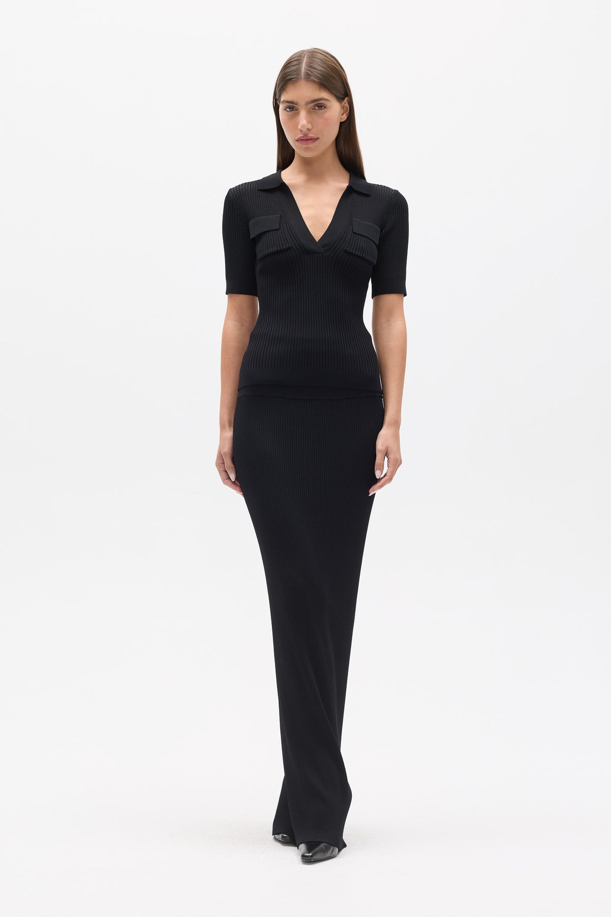 MIRANDA KNIT POLO - BLACK