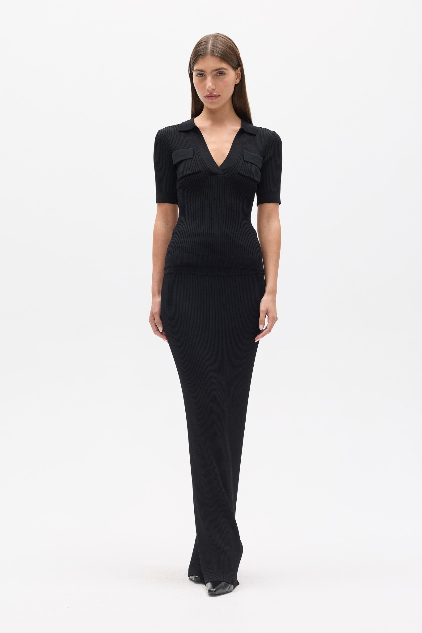 MIRANDA KNIT POLO - BLACK