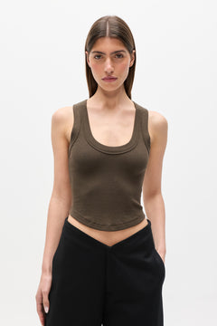 Matice Rib Scoop Neck Top in Cedar, view 3, Bayse Brand