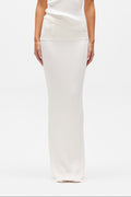 Rhylin Ribbed Knit Maxi Skirt in Ivory, view 1, Bayse Brand