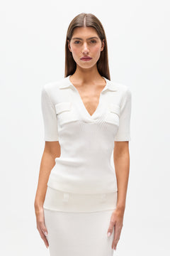 MIRANDA KNIT POLO - IVORY