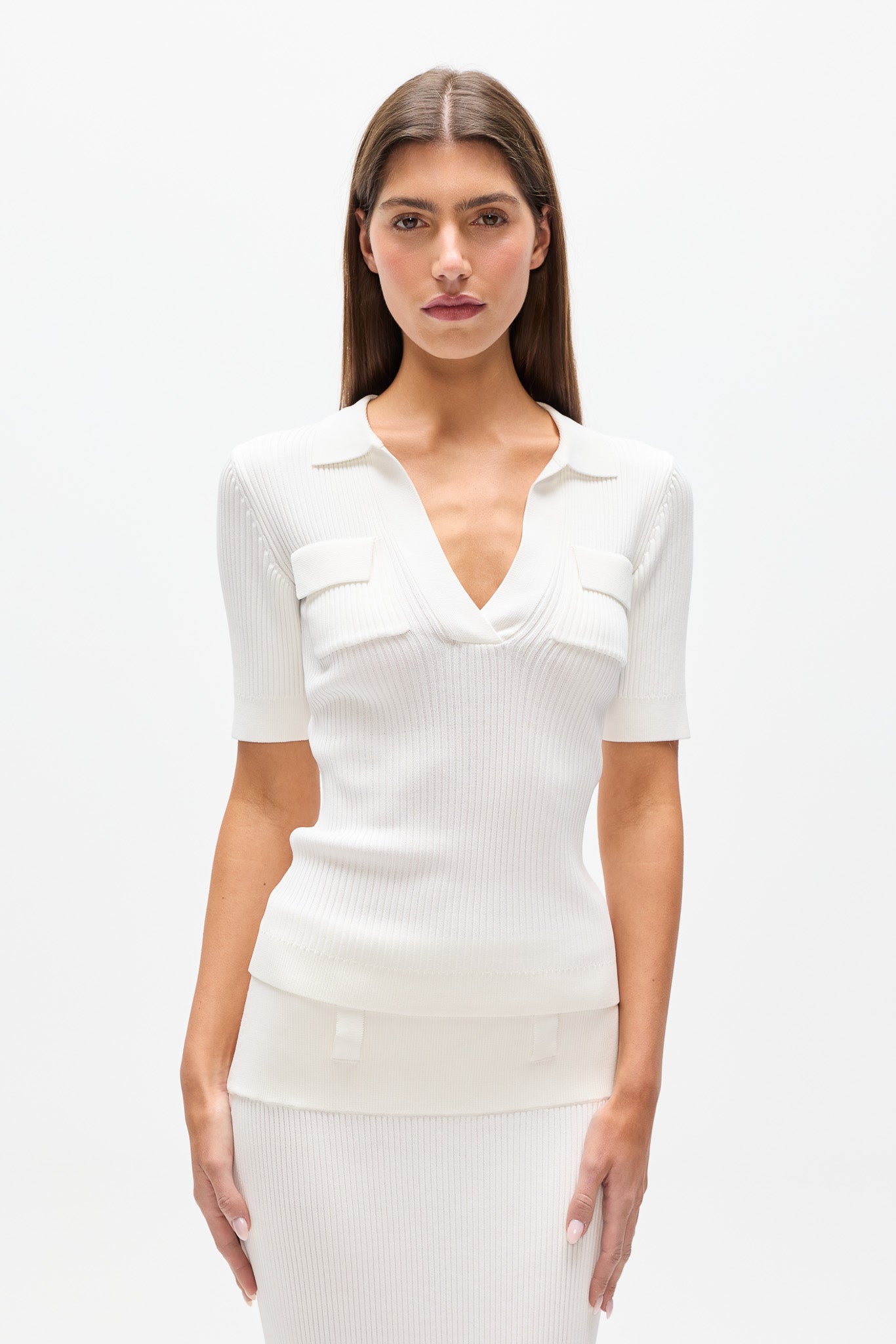 MIRANDA KNIT POLO - IVORY