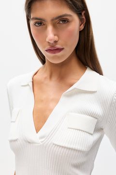 MIRANDA KNIT POLO - IVORY