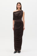 Nara Ruched Draped Maxi Skirt in Ash, view 1, Bayse Brand