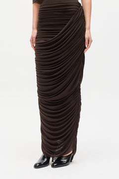 Nara Ruched Draped Maxi Skirt in Ash, view 4, Bayse Brand