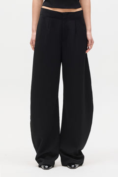 Navy Low Rise Wide Leg Pant in Black, view 1, Bayse Brand