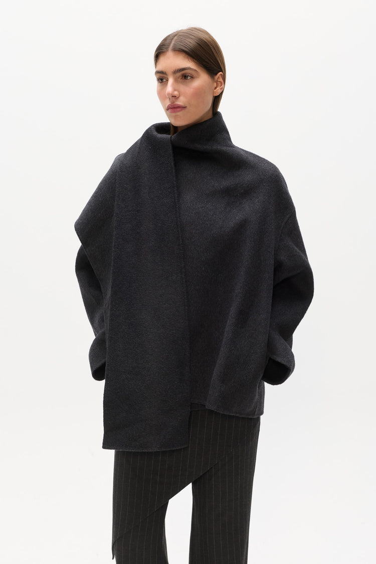 NOELLE SHORT COAT - DARK GREY