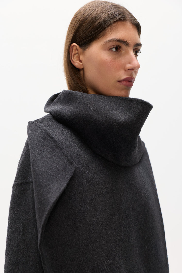NOELLE SHORT COAT - DARK GREY