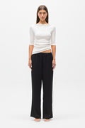 Novell Ribbed Boat Neck Top in Ivory, view 1, Bayse Brand