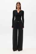 Orien Henley Long Sleeve Top in Black, view 1, Bayse Brand