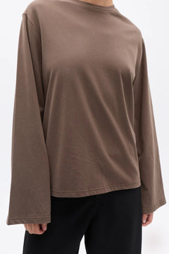 PRIYA LONG SLEEVE TOP - BROWN