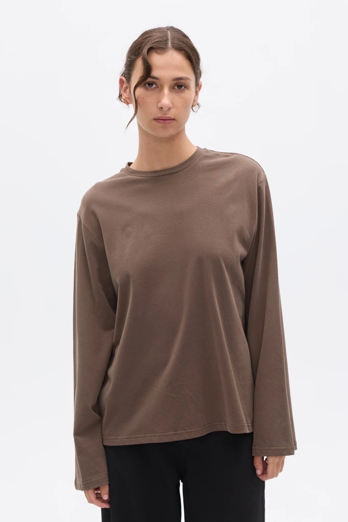 PRIYA LONG SLEEVE TOP - BROWN