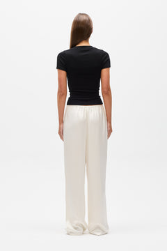 Oceane Ribbed Button Top in Black, view 4, Bayse Brand