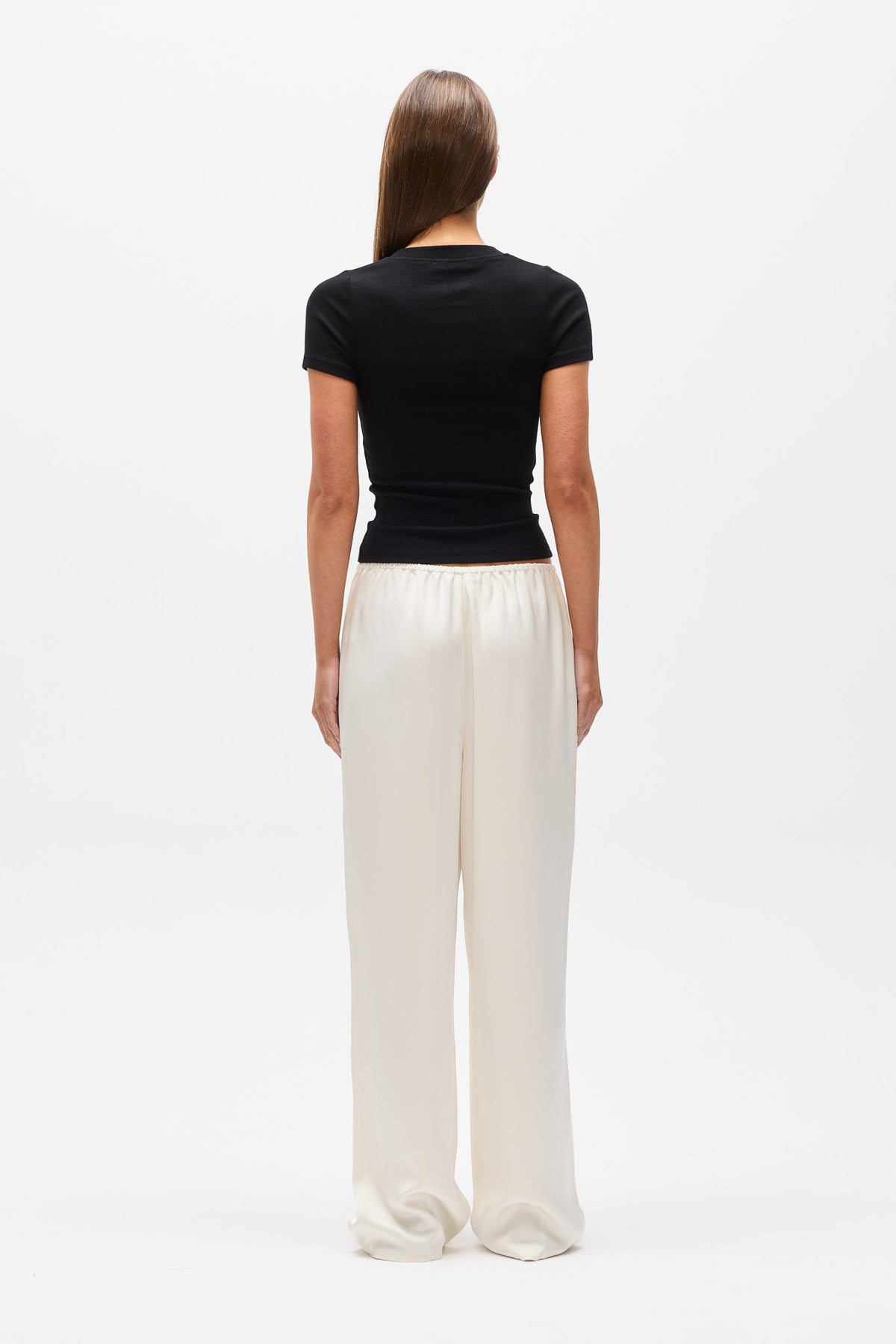 Oceane Ribbed Button Top in Black, view 4, Bayse Brand