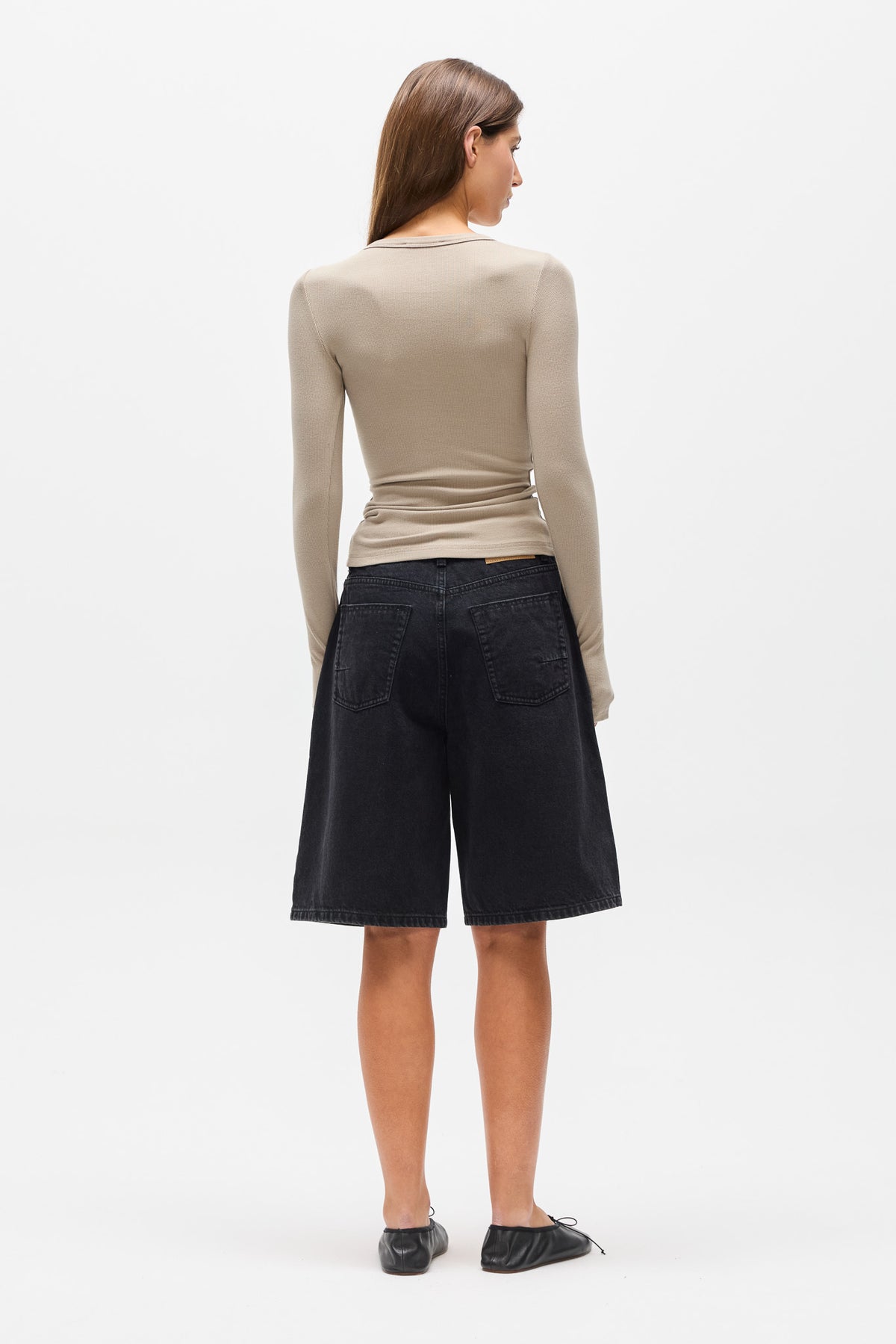 Piper Henley Long Sleeve Top in Sage, view 4, Bayse Brand