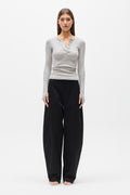 Piper Henley Long Sleeve Top in Grey Marle, view 1, Bayse Brand