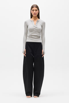 Piper Henley Long Sleeve Top in Grey Marle, view 1, Bayse Brand