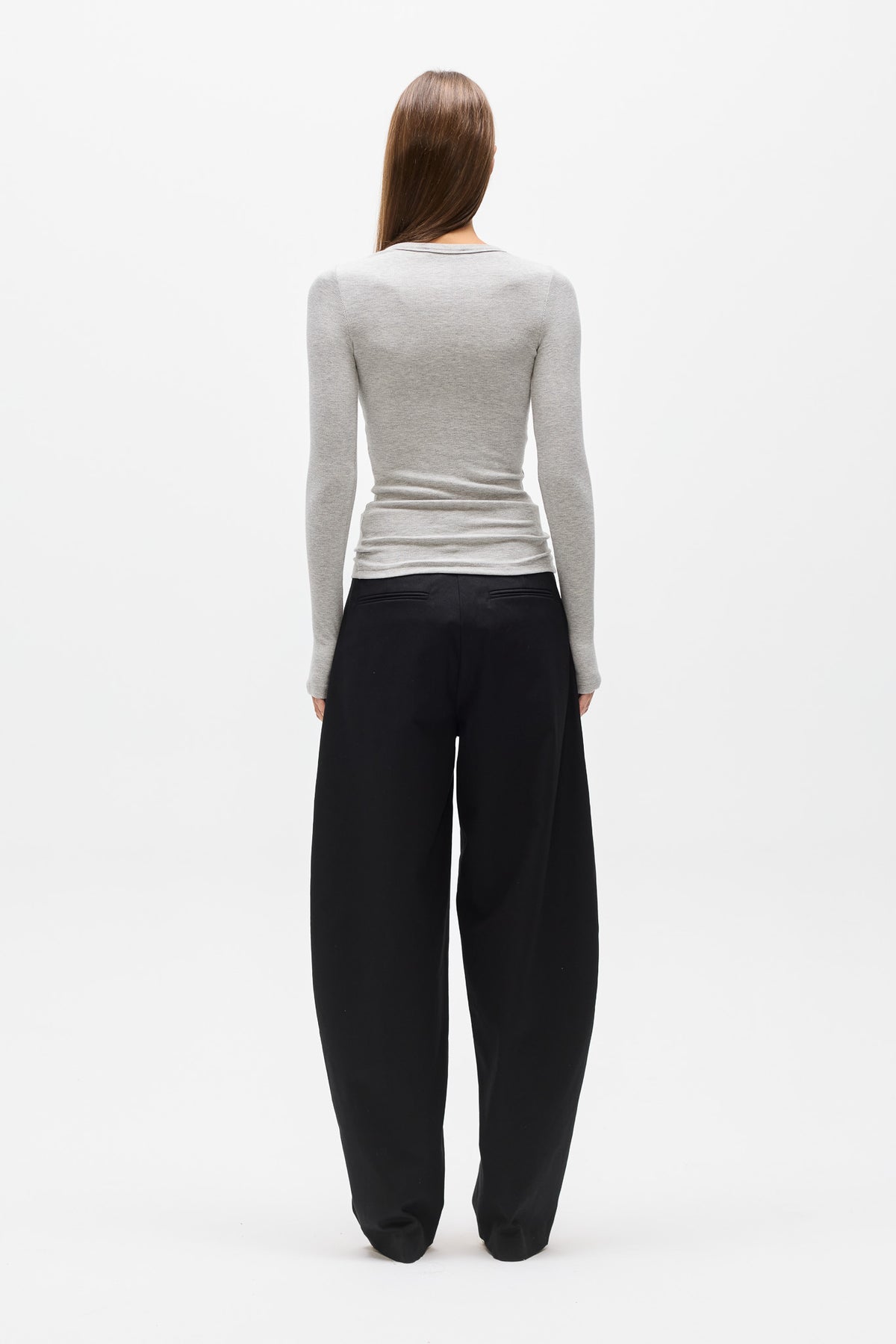 Piper Henley Long Sleeve Top in Grey Marle, view 4, Bayse Brand