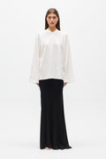 PRIYA V-NECK LONG SLEEVE TOP - WHITE