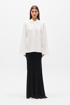 PRIYA V-NECK LONG SLEEVE TOP - WHITE