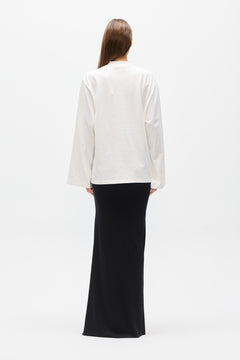 PRIYA V-NECK LONG SLEEVE TOP - WHITE