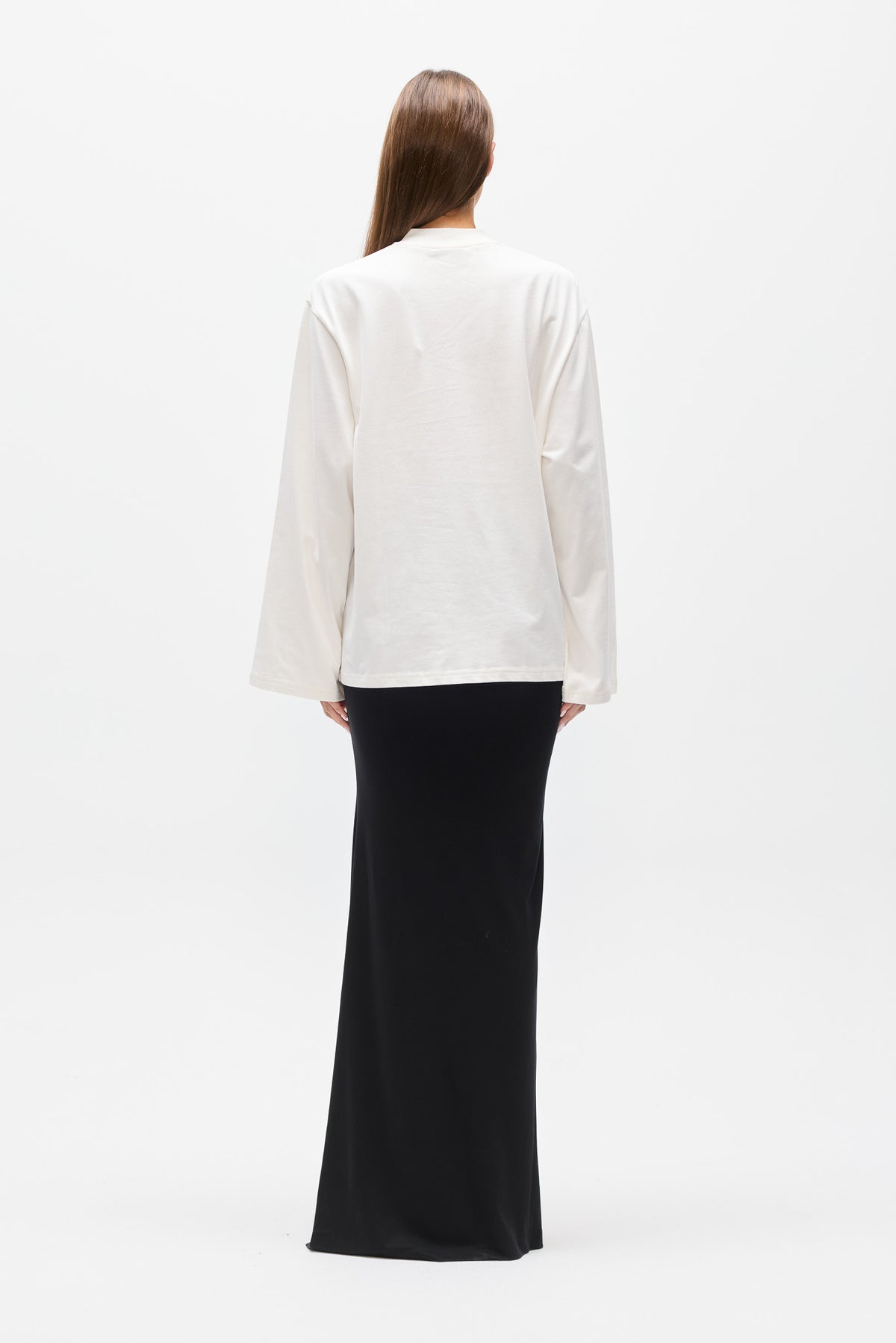 PRIYA V-NECK LONG SLEEVE TOP - WHITE