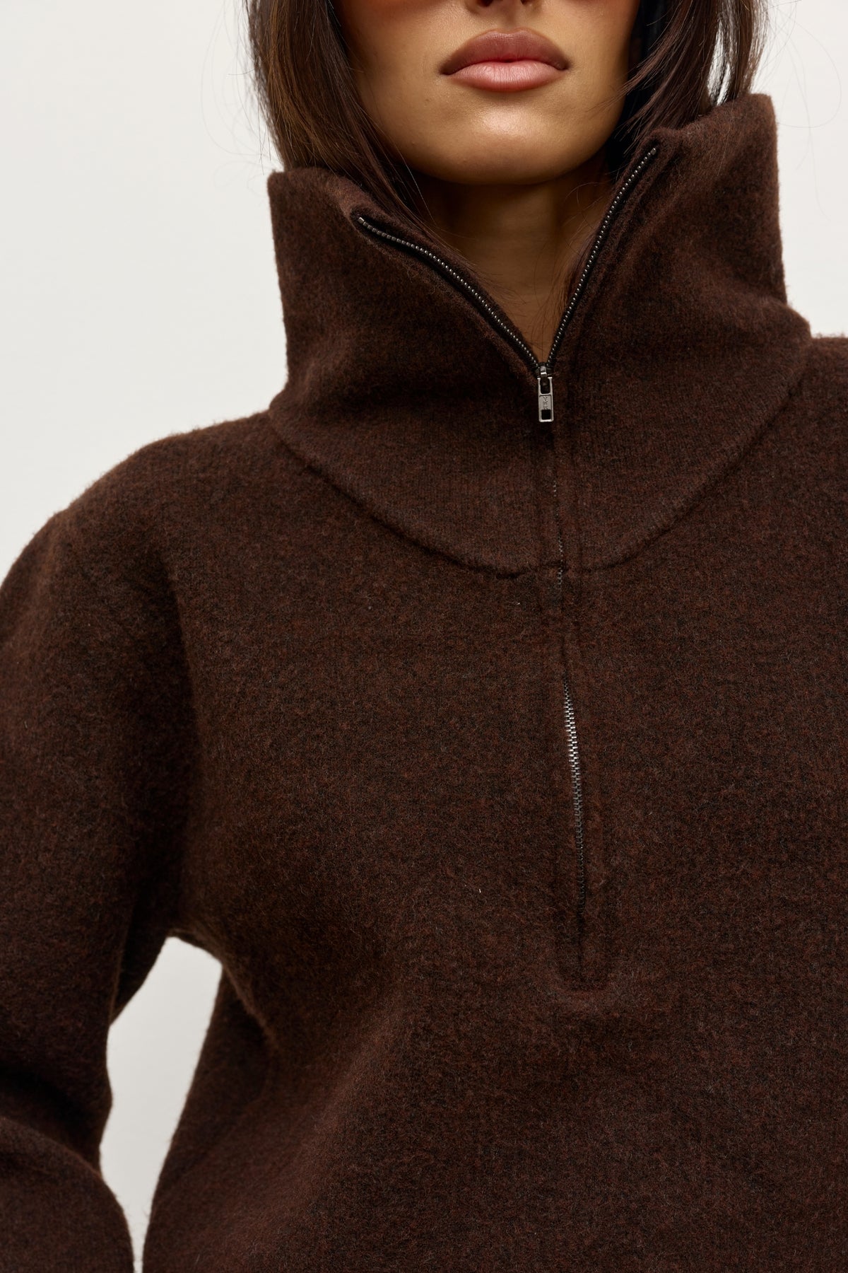 RIVA QUARTER ZIP - CHOCOLATE