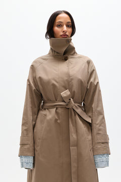 Rowan Oversized Trench Coat in Loam, view 4, Bayse Brand