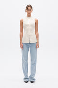 Rowe Sleeveless Keyhole Top in Ivory, view 1, Bayse Brand