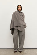 Soba Oversized Wool Blend Scarf in Beige Grey, view 1, Bayse Brand