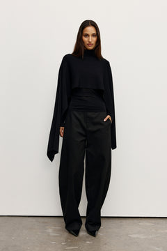 Sorella Fine Knit Poncho in Black, view 1, Bayse Brand