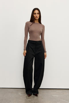 Stevie Sheer Knit Long Sleeve Top in Mouse Grey, view 1, Bayse Brand