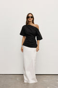 Suki Draped Off Shoulder Top in Black, view 1, Bayse Brand