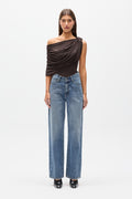 Sorella Cowl Neck Mesh Bodysuit in Ash, view 1, Bayse Brand