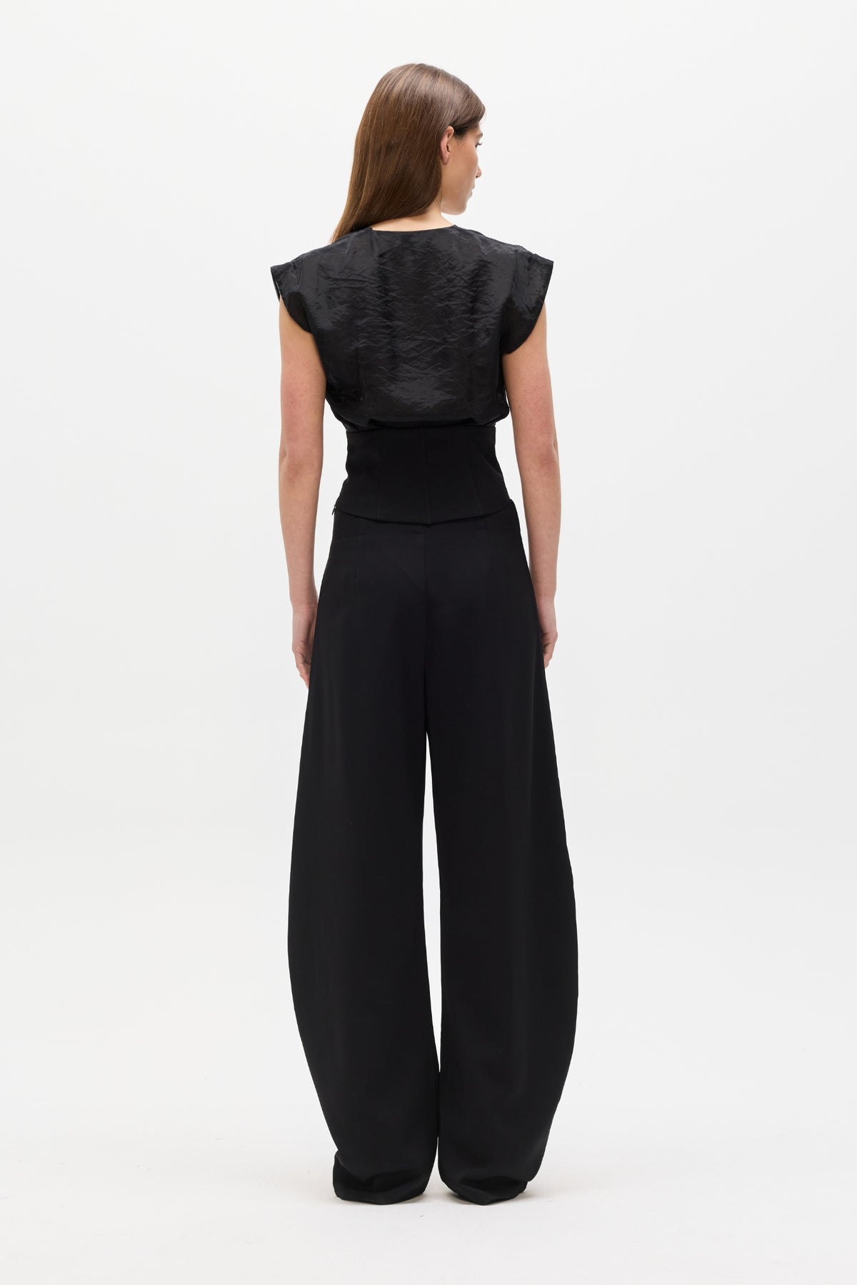 Tessie Cowl Neck Boned Top in Black, view 4, Bayse Brand