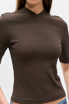 TINKA V NECK T-SHIRT - MUSHROOM